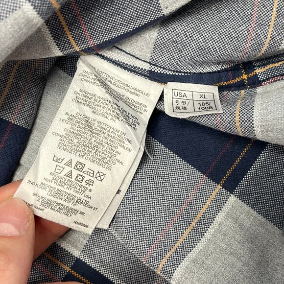 Brooks Brothers 1818 Regent Blue Gray Mens XL Buffalo Plaid Button Down Shirt‎ - Picture 5 of 8